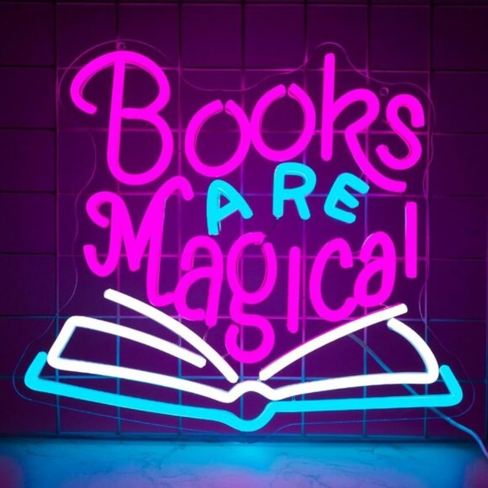 New Books are Magical Neon Sign, Dimmable LED Light for Bedroom & Library Decor